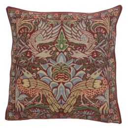 Peacock and Dragon Red Cushion