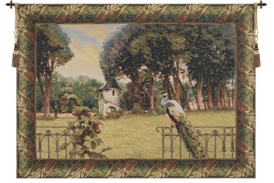 Peacock Manor with Acanthe Border Belgian Tapestry Wall Art