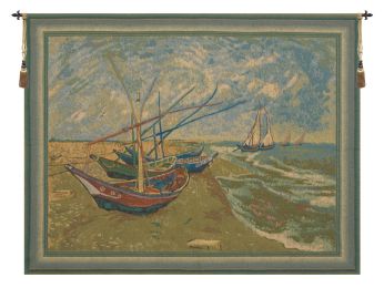 Van Goghs Fishing Boats Belgian Tapestry Wall Art