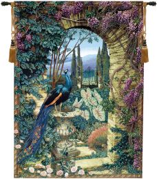 Secret Garden Peacock Fine Art Tapestry