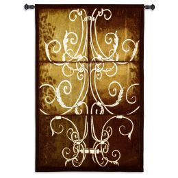 Wrought Iron and Damask Wall Tapestry