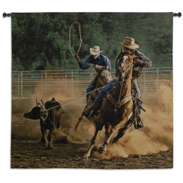 Roping on the Ranch III Wall Tapestry