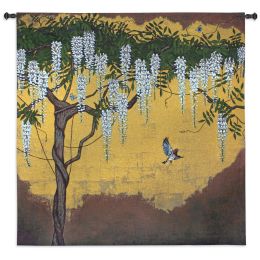 Wisteria With House Finch Wall Tapestry