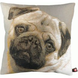Pugs Face Grey  French Cushion