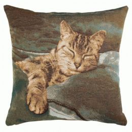 Sleeping Cat Blue 1 French Cushion