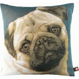 Pugs Face Blue II French Cushion