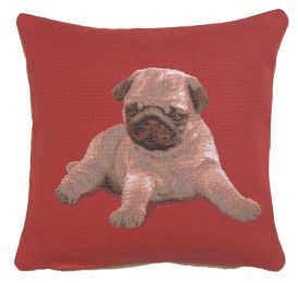 Puppy Pug Red French Cushion