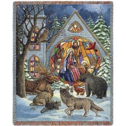 Snowfall Nativity Tapestry Blanket