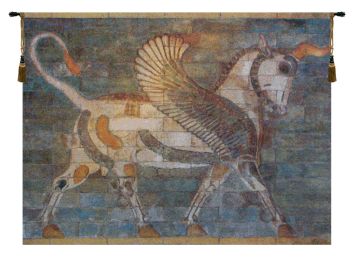 Winged Bull Belgian Tapestry Wall Art (Size: H 35 x W 47)