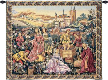 Vendanges au Chateau French Tapestry (Size: H 36 x W 44)