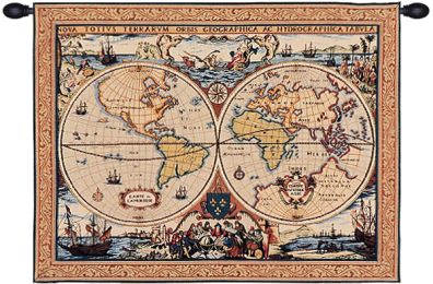 Maritime Map French Tapestry (Size: H 25 x W 32)
