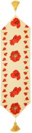 Red Poppy French Table Runner (Size: H 14 x W 47)