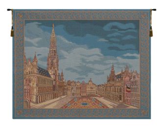 Brussels Place Bleu  Tapestry (Size: H 26 x W 33)