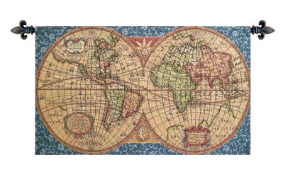 Old Map of the World Blue (Size: H 16 x W 28(Mondo Blu))